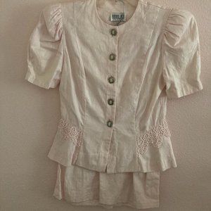 Size 8-Robbie Bee Vintage light pink pastel laced skirt suit set